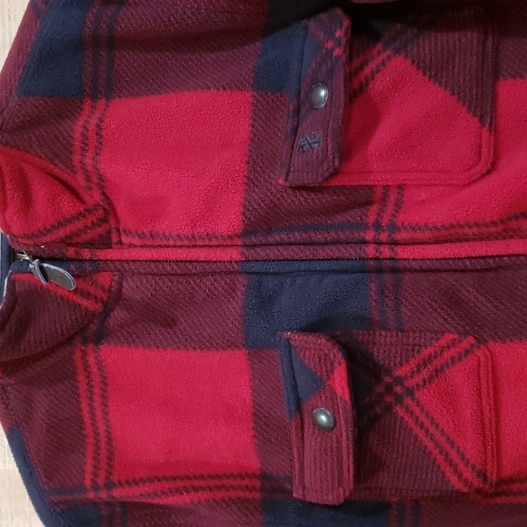 IZOD Vintage Luxury Sport Black Red Check Full Zip Size M - Picture 2 of 7
